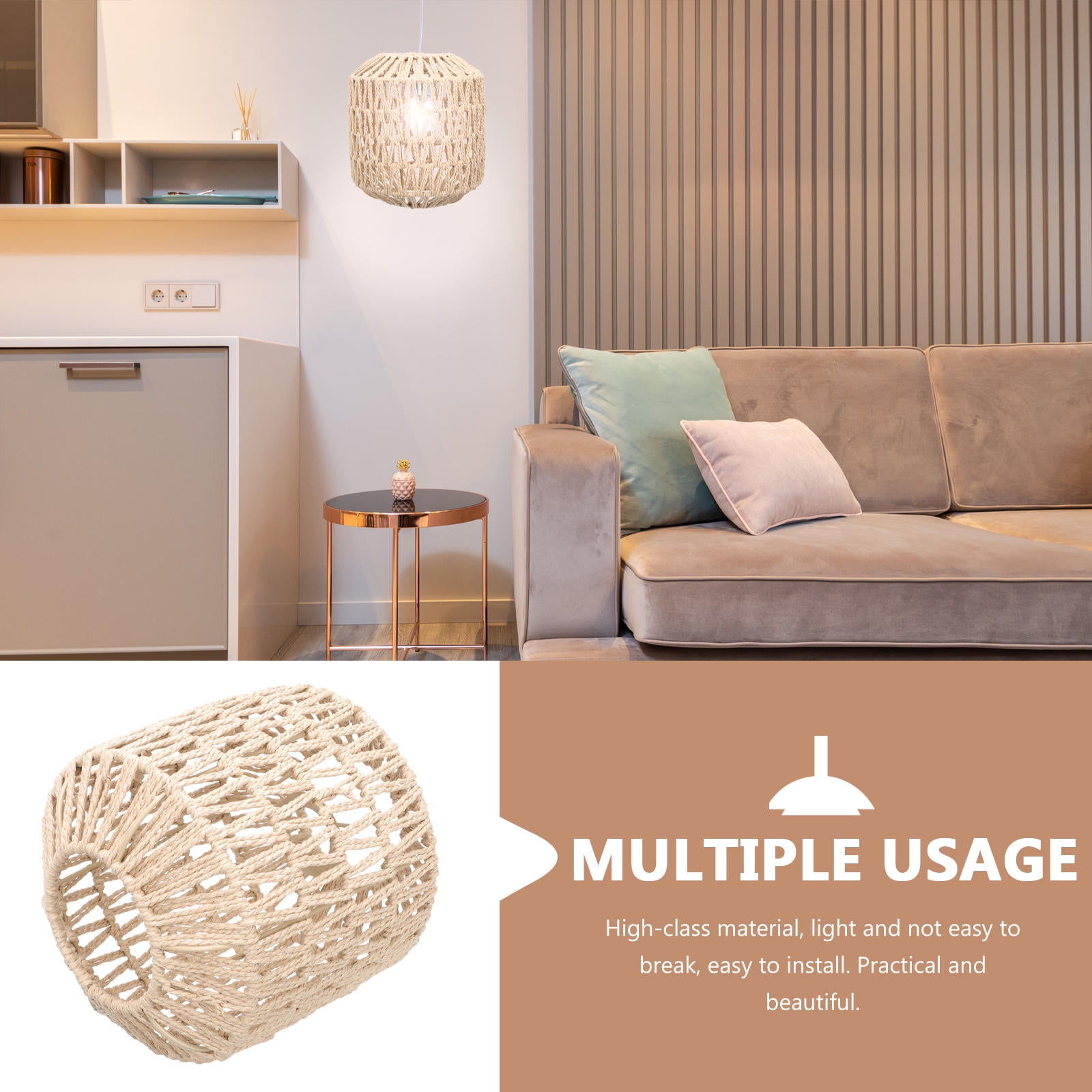 WHAMVOX Vintage Khaki Paper Rope Light Shades 1Set for Ceiling Light ...