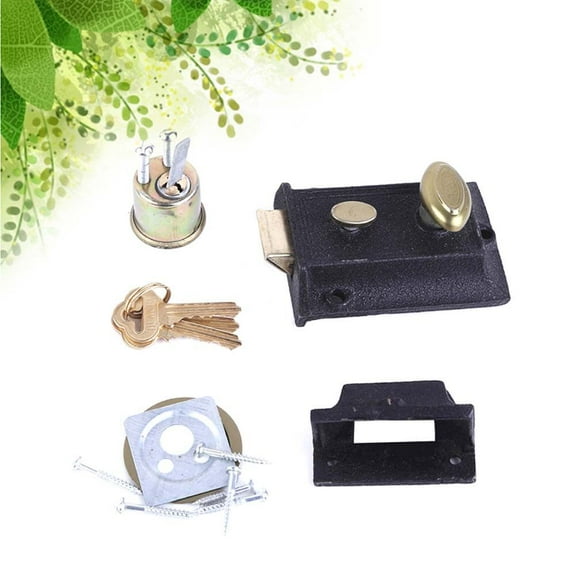 WHAMVOX Vintage Spring Outer Door Lock Cast Iron Lock Durable Anti-theft Lock for Home Security (6140 Iron Core)