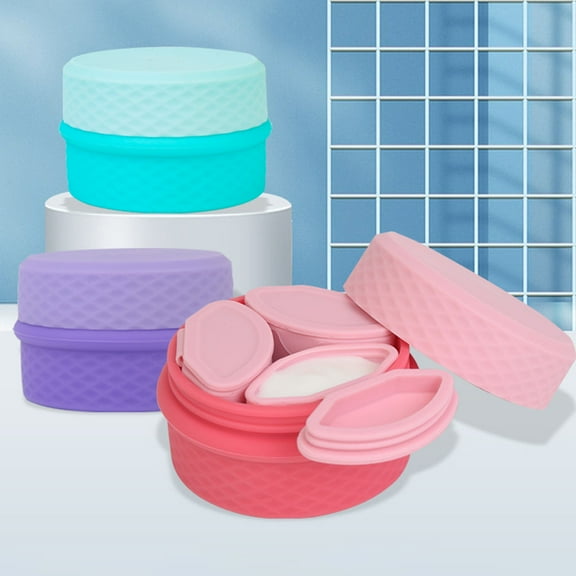 WHAMVOX Violet Silicone Travel Bottles with Spoon for Home Use Portable Cosmetic Holder 1 Set Small Size