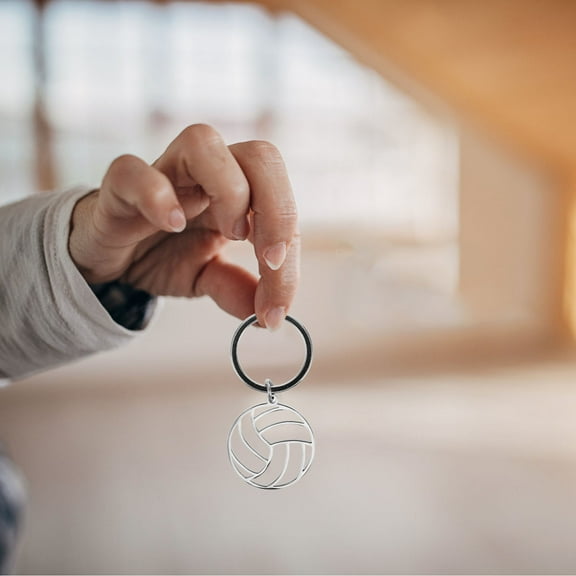 WHAMVOX  Volleyball Keychain Sports Themed Keychains Rings Pendant Silver