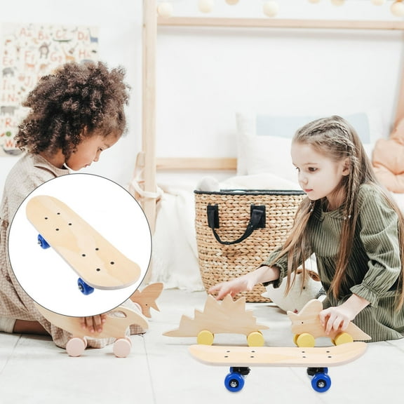 WHAMVOX Wooden Skateboard Deck for DIY Creative Graffiti Unfinished Beige 7Layer Wood Craft for Kids Art