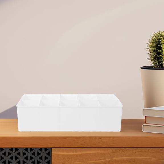 WHAMVOX WORGEOUS Plastic Cable Management Box with Removable Dividers 10 Grids for Cord Storage Interphone Battery Phone Charger Organizer