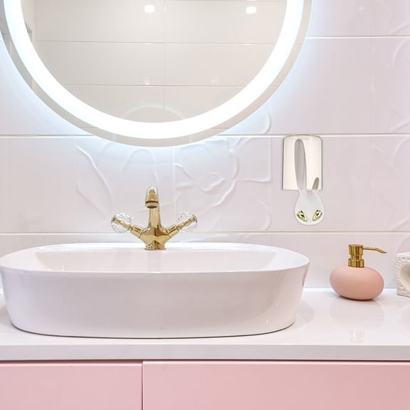 WHAMVOX Wall Mount Toothbrush Holder with Rabbit Ears for Bathroom Use No Drill White .5 Inches