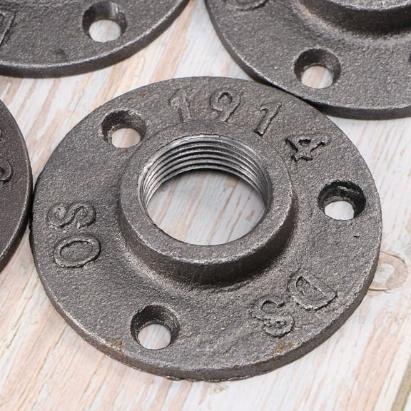 WHAMVOX Wall Mounted Iron Fittings with Threaded Floor Flange for Industrial Use Black 3/4 Inch