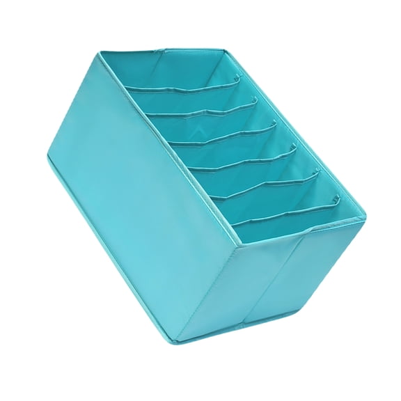 ROMANSENTIAL 1Pc Blue Socks Storage Container with 7 Cell Drawer Divider for Home Closet Use