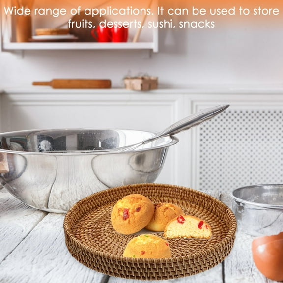 SEWCHICS Decorative Serving Tray Handmade Weaving 1Set 8.65X8.65X1.18in