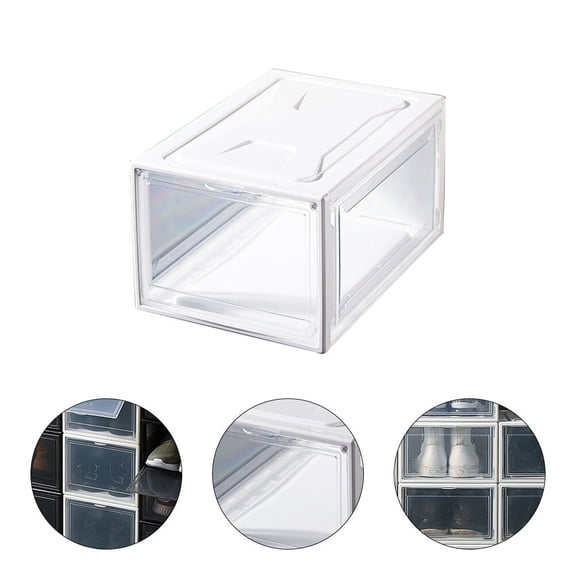 WHAMVOX White Acrylic Shoes Box for Storage and Easy to Clean with Drawer Style Design Fits Most Sneakers