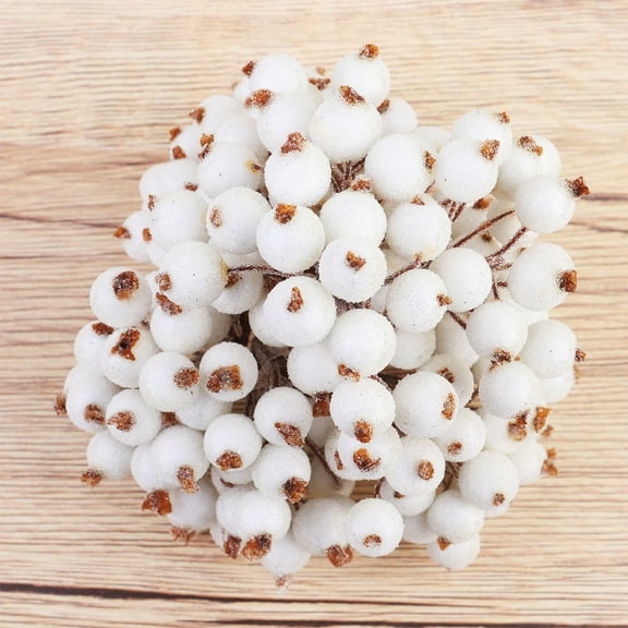 WHAMVOX White Artificial Berry Ornaments for DIY Garland Decoration Foam Made 400 Pcs