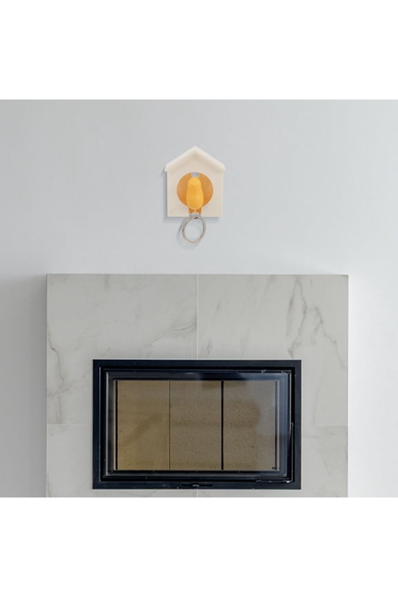 White Birdhouse Key Ring with Safety Whistle Adorable Sparrow Design ABS Material 8x4 4cm LxWxH