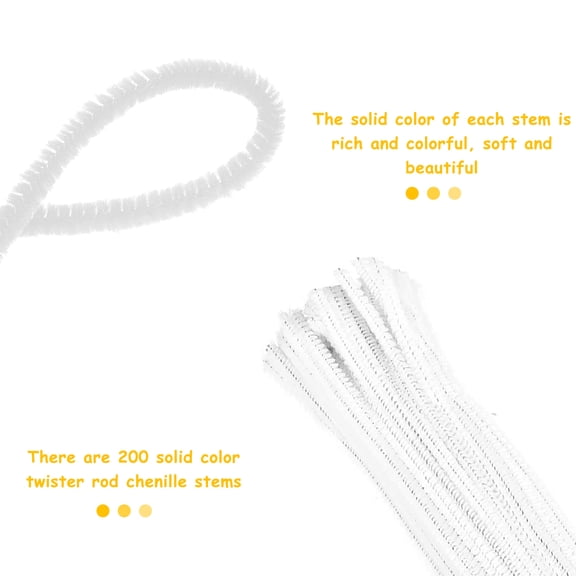 WHAMVOX White Chenille Stems with Wire for Kids Playing Creative Crafts Projects 200 Pieces