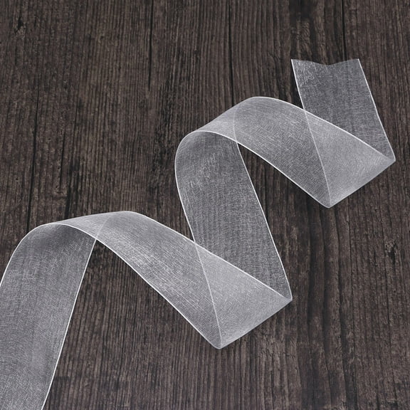 HOOWIFFY Crinkle Chiffon Ribbon Ribbon White Diy Material Transparent 1Pcs 177in x 1.6in