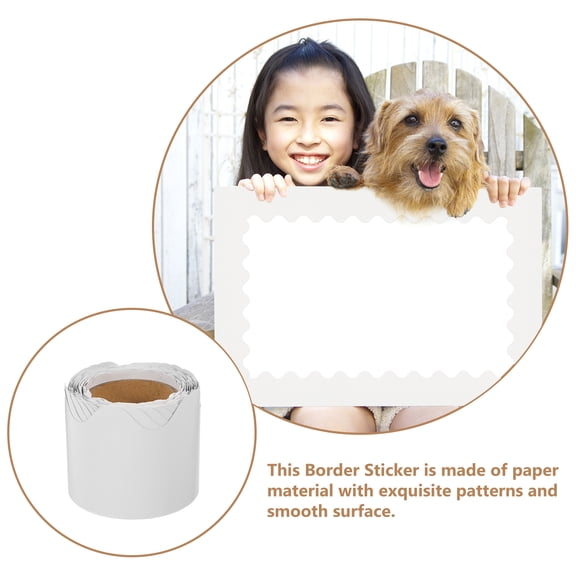 WHAMVOX White Coated Paper Bulletin Board Borders for Classroom Decor 1 Roll Scalloped Borders