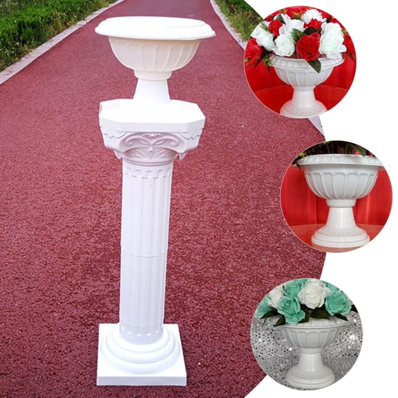 WHAMVOX White Grecian Flower Pot Weather Resistant for Outdoor Garden Decor 2Pcs Plastic Planter