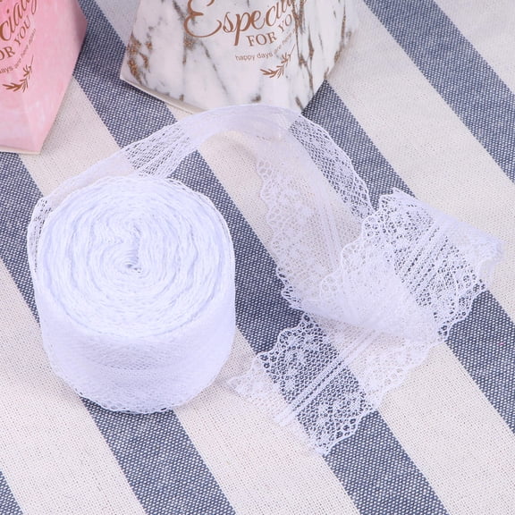 WHAMVOX White Hair Bow Ribbon for Bouquet Lace Nylon Flowers Floral Bride