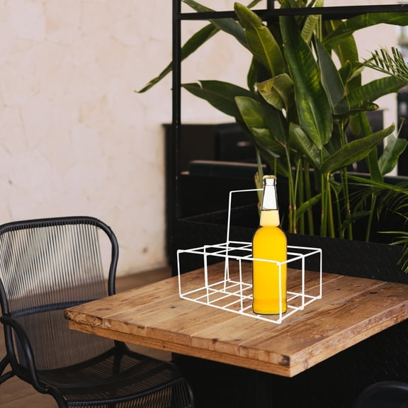 WHAMVOX White Iron Milk Bottle Holder with Handle for Storage Use Strong and 12.5 x 8.3 x 10.2 inches