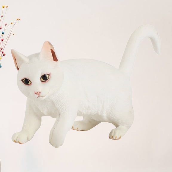 WHAMVOX White Plastic Cat Model Ornament for Home Decoration and Safe Creative Design 1Pc