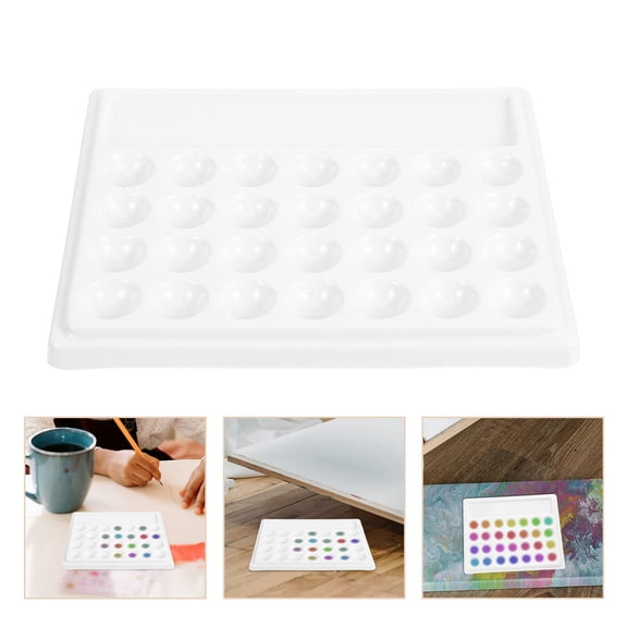 HOOWIFFY Pigment Plate White Plastic For Students Art Painting 1Pcs 7.3x5.9x0.6in