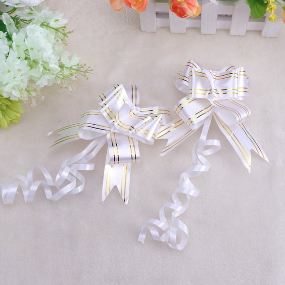 WHAMVOX White Plastic Pull Bows for Wedding Gift Wrapping and Holiday Decorations 20 Pieces