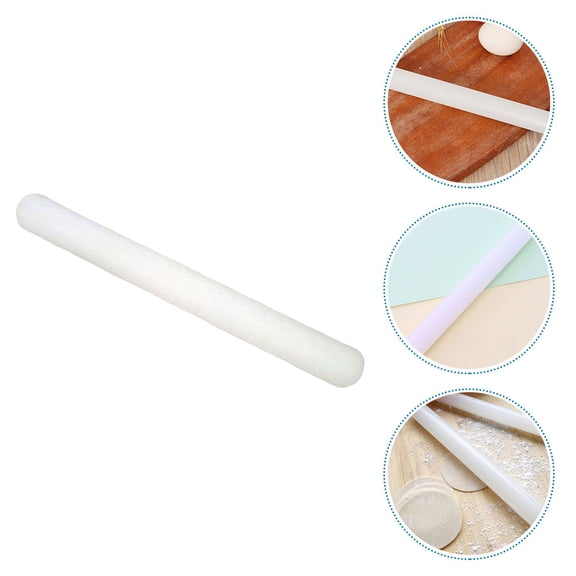 WHAMVOX White Plastic Rolling Pin with Smooth for Easy Dough Rolling and Quick Cleanup, Ideal for Home Baking