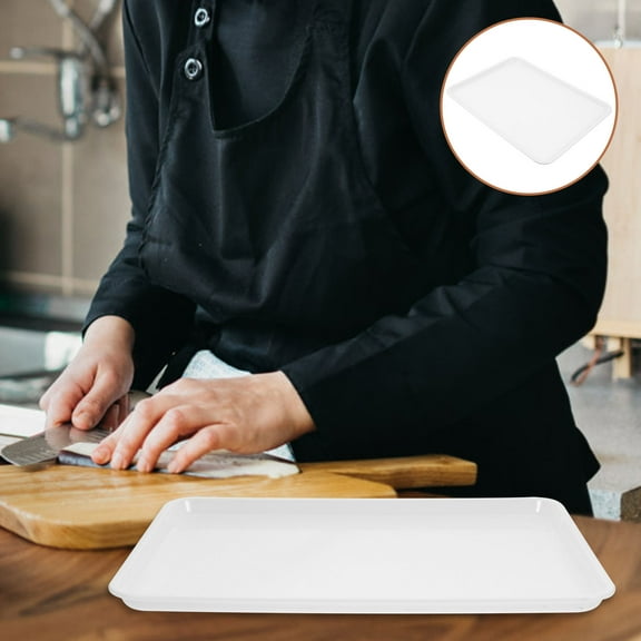 WHAMVOX White Plastic Serving Tray for Decoration with Simple Design and Long Service Life 4.72x8.66 Inches