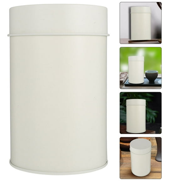 PENIKOKO Tea Sealed Cans White 2Pcs 11.8x2.9x2.9in Tinplate Airtight Storage