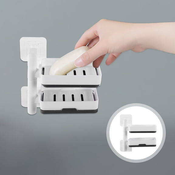 FESTFENDS Wall Mounted Soap Holder Soap Drain Rack White PP 1Pcs