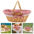 thumbnail image 1 of WHAMVOX Wicker Basket With Handle Picnic With Liner Empty Woven Basket Gardening Harvest Willow Organizer Storage Basket For Fruit Candy Wine Gathering Wedding, 1 of 8