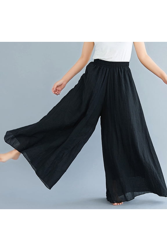 Wide Leg Trousers in Black for Yoga Practice 25.19in 37.40in 1 Pair