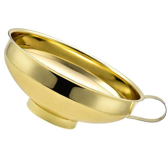 WHAMVOX  Wide Mouth Funnel for Canning Kitchen Cooking Oil Container with Strainer Car Engine Golden