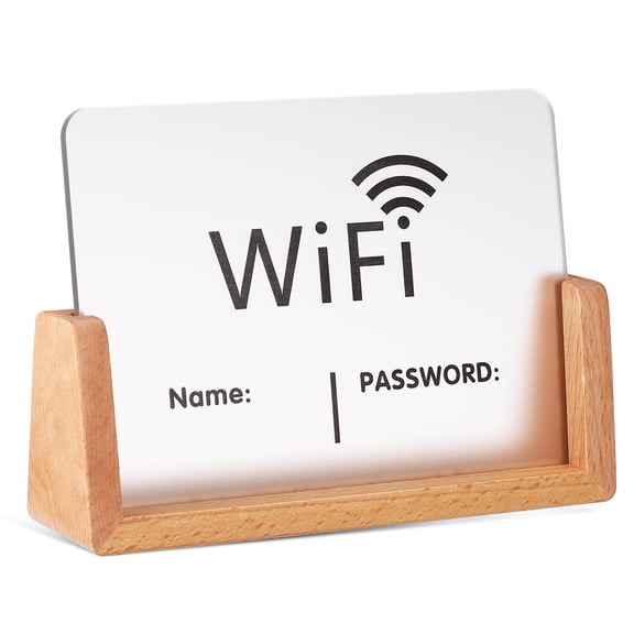WHAMVOX Acrylic Wifi Password Sign with Stand for Business and Store Use, Compact and Clear Display