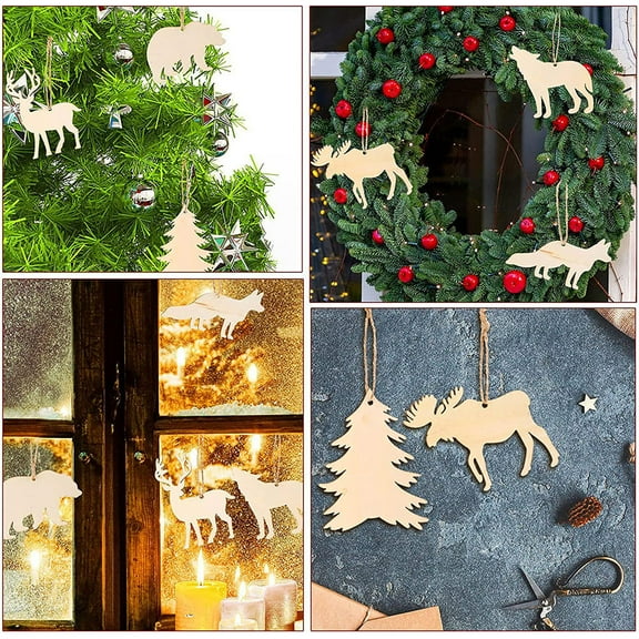 WHAMVOX Wild Forest Animal Wood Cutouts for Decor Khaki Plastic DIY Craft Supplies 30pcs