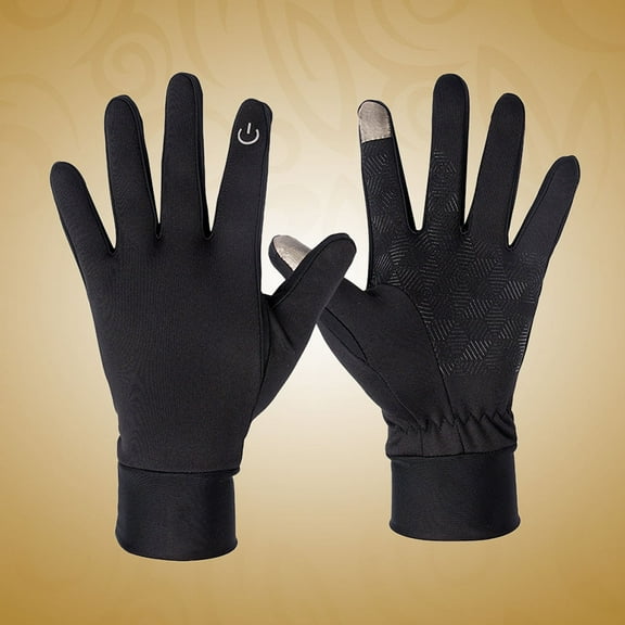 WHAMVOX Windproof Touchscreen Gloves for Outdoor Sports Cycling Hiking Winter Use Black Nylon Size S