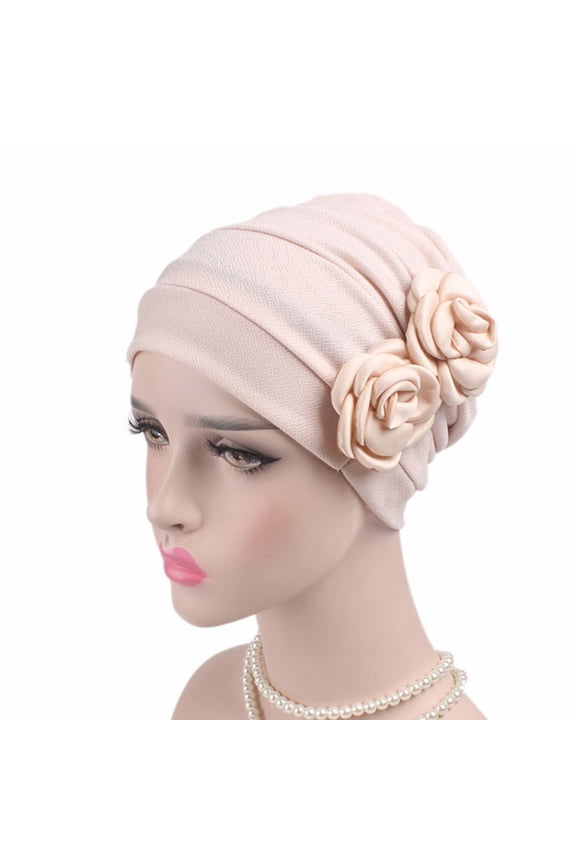 Woman Corrugated Chemo Headband Stylish Hat for Cancer Patient (Beige Random Color)