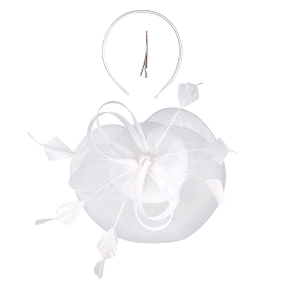 WHAMVOX Women Fascinator Hat Gauze White with Flower Design for Elegant Tea Party 1Pcs