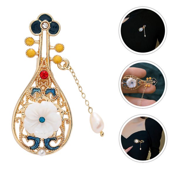 WHAMVOX Women Pipa Brooch Feminine Accessory Elegant Miss