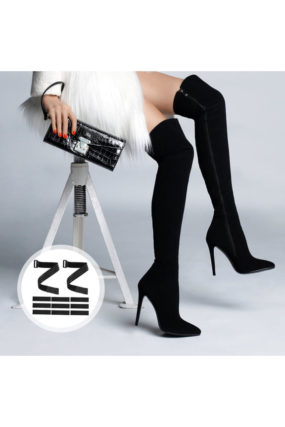 Women's Boots with Non-slip Straps Small Cord Black Miss