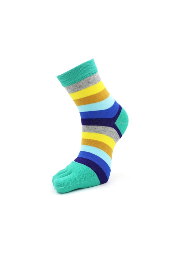 Women's Colorful Striped Five Toe Socks, Breathable Finger Socks in , Comfortable Fit