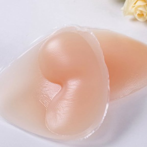 WHAMVOX Women's Ladies Reusable Self-adhesive Push Up Silicone Bust Front Closure V-Shape Backless Strapless Invisible Bra - Size F Cup (Nude)