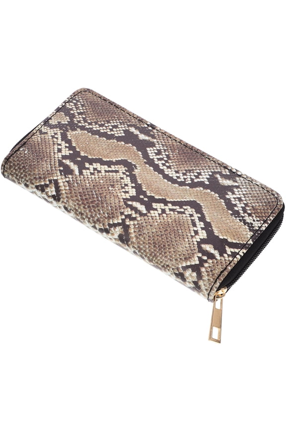 Women's Multi Snakeskin Pattern PU Clutch Wallet with Zipper Large Capacity Lightweight for Travel