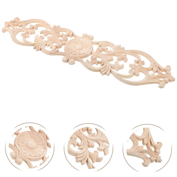 WHAMVOX Wood Carved Appliques Unpainted Wood Onlays Furniture Wood Appliques For Cabinets Doors Walls Dresser Diy Home Projects