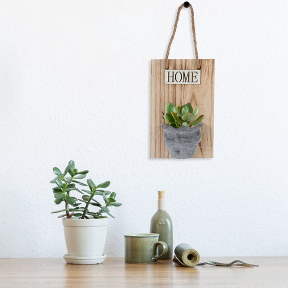 WHAMVOX Wood Ceramic Hanging Wall Planter with for Home Use Decorative Balcony Flower Pot 7.8 Inches