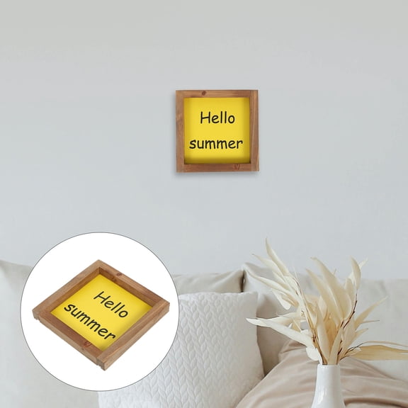 SEWCHICS Summer Tabletop Decorations Wooden Frame Sign Yellow 1Pack