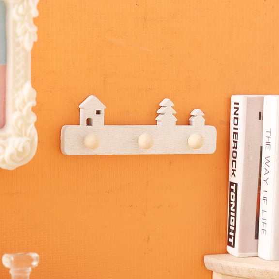 WHAMVOX Wood Miniature Hanging Hooks for Doll House Decoration Assorted Color Sturdy and Practical 2 Pieces