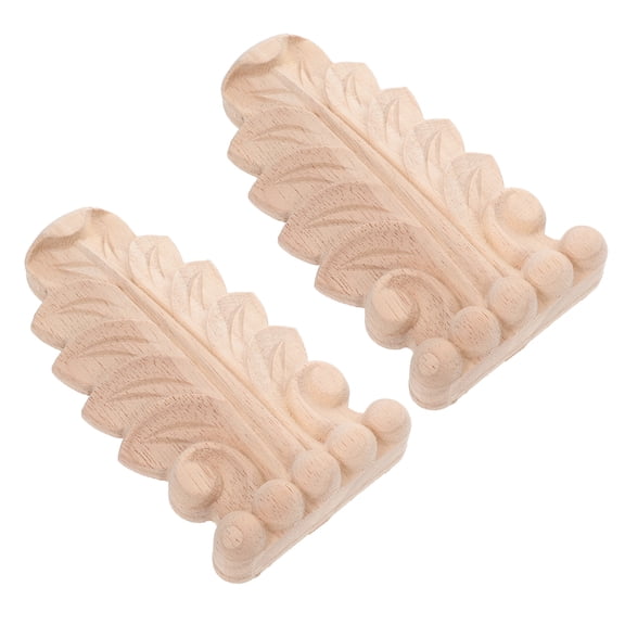 WHAMVOX Wood Onlay Appliques for Decorating Unfinished Carved Decorative Corner Molding with Roman Column Support Beige 2pcs