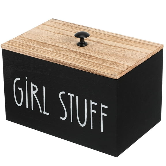 WHAMVOX Wood Storage Box with Lid for Tampon and Pad Holder Multi Purpose Usage Adjustable Dividers 6 x 4 x 3 inches