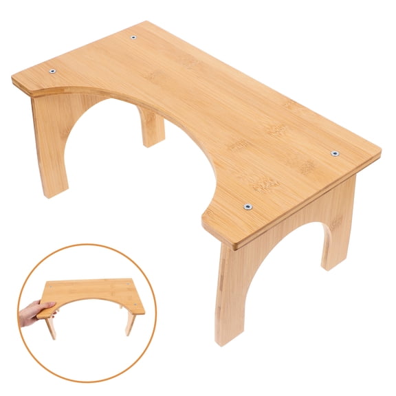 WHAMVOX Wood Toilet Stool for Home Use Khaki Color Sturdy and Durable with Ergonomic Design 12.5 x 9.8 inches