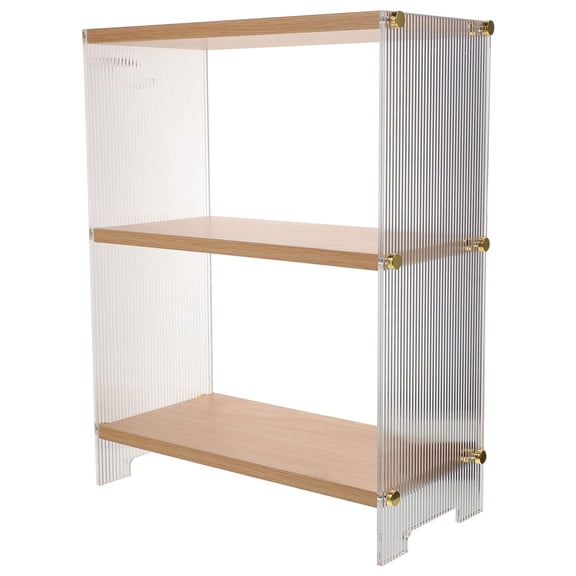 WHAMVOX Wooden Acrylic Display Shelf for Kitchen Bathroom or Bedroom Transparent Multifunction Rack 7.87x4.72x15.75 Inches