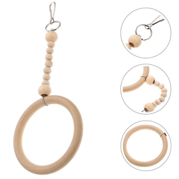 WHAMVOX Wooden Bird Swing Toy for Pet Use Beige Parakeet and Parrot Stand Easy to Install MultiUse Design 22.5 Inch