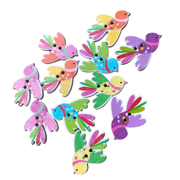WHAMVOX Wooden Buttons for Crafting and Sewing Assorted Color Bird Pieces 35x27mm 1 38x1 06inch