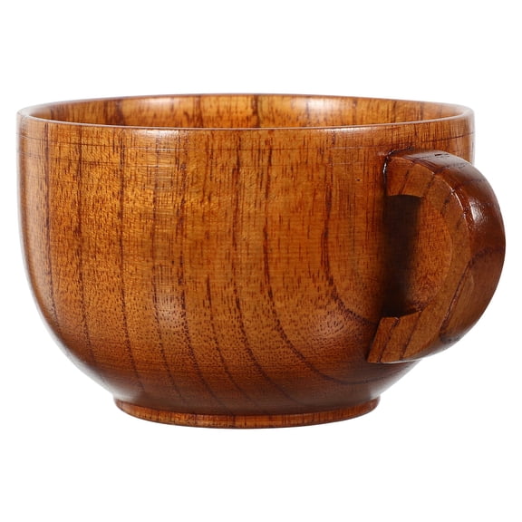 WHAMVOX Wooden Coffee Cup with Ergonomic Handle for Home Use Dark Brown 200ml